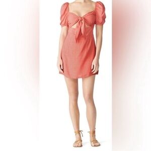 NWT The Jetset Diaries TJD Heatbreaker Linen Blend Mini Dress Coral Size Medium